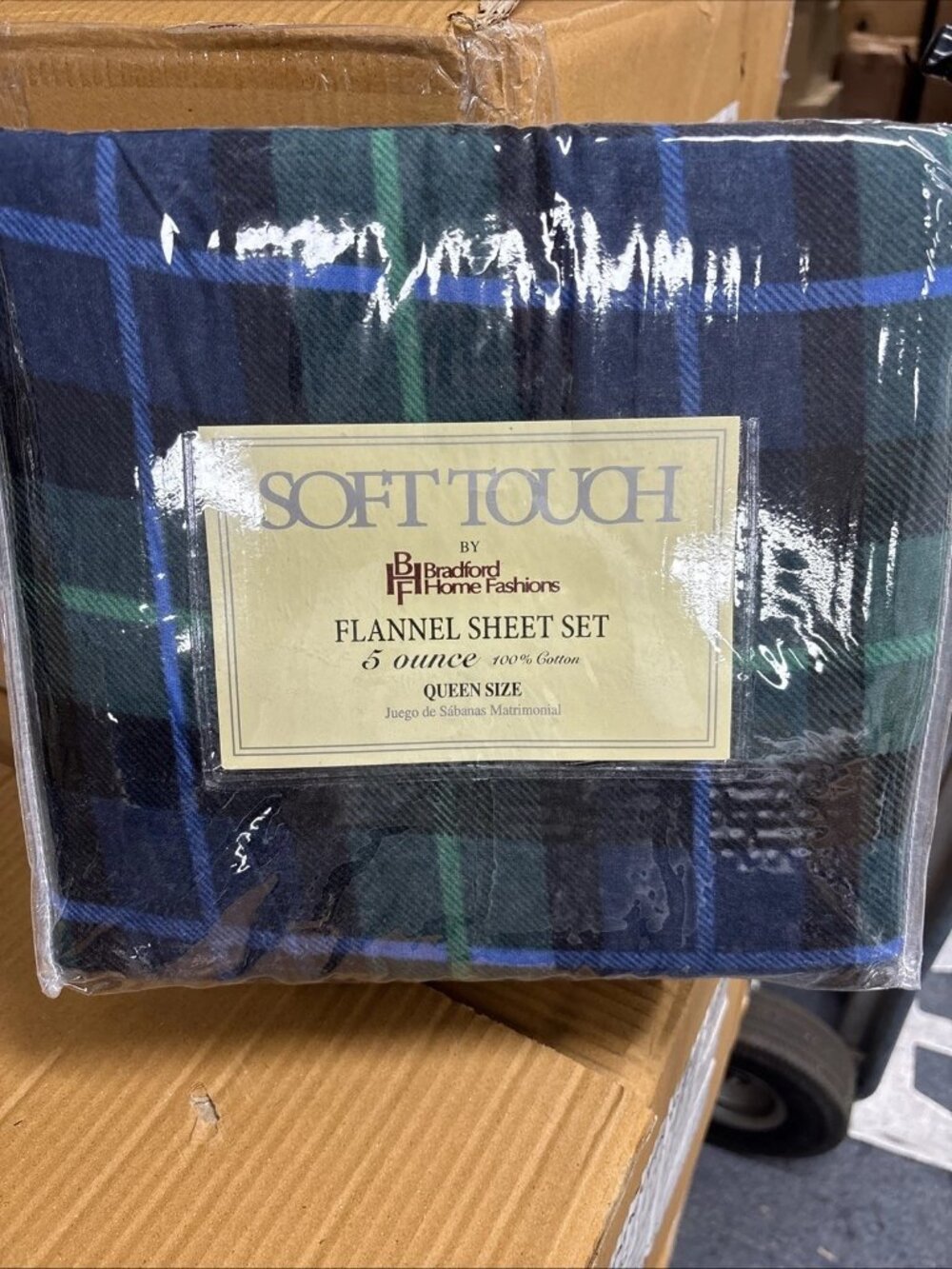 4-Piece QUEEN Flannel Sheet Set NAVY PLAID Bradford Home Fashions 100% COTTON